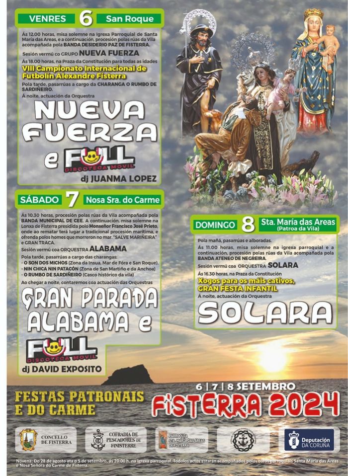 Fisterra Patron Saint and Carmen Festivities 2024