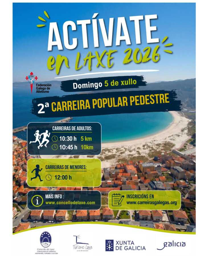 Cartel de Actívate en Laxe 2026, segunda Carreira Popular Pedestre