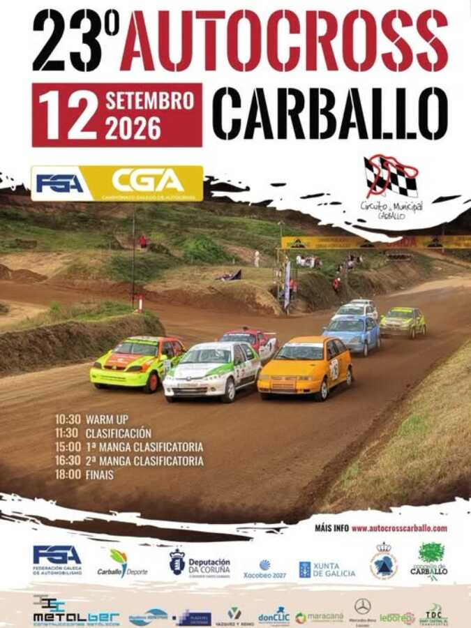 Cartel del 23º Autocross de Carballo, 12 de septiembre de 2026, en el Circuito Municipal de Bértoa