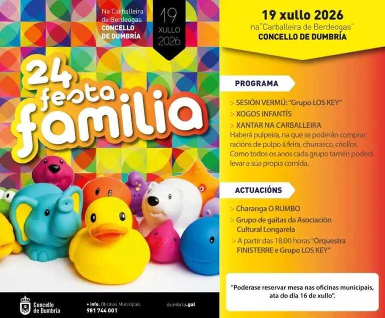 Cartel de la 24 Festa Familia en la Carballeira de Berdeogas, Dumbría