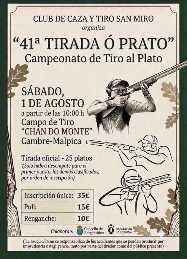 Cartel de la 41.ª Tirada al Plato en el Campo de Tiro Chan do Monte de Cambre, Malpica