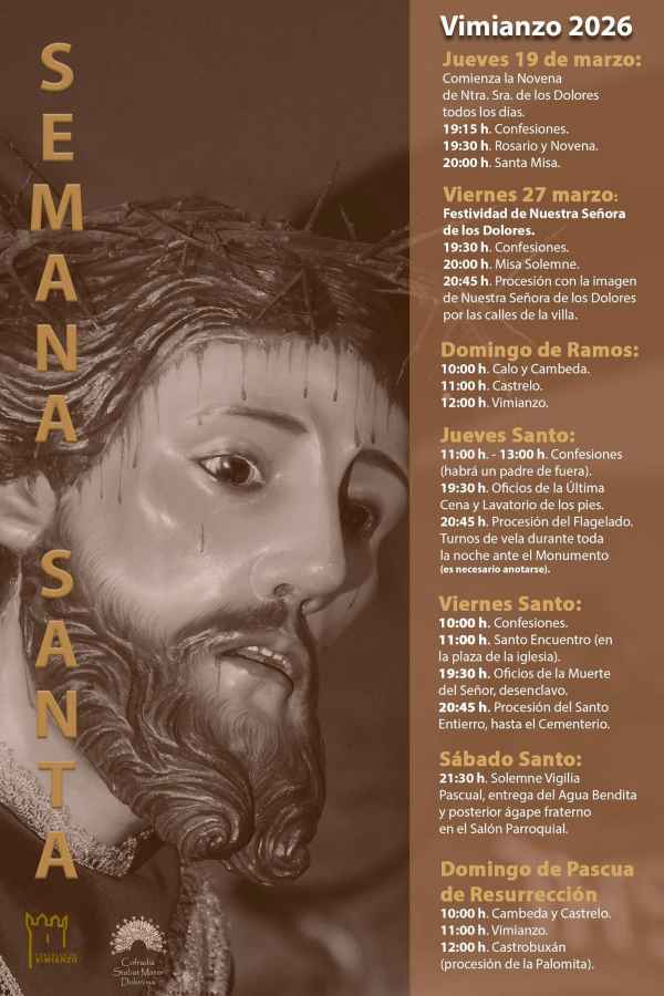 Actos Religiosos de la Semana Santa 2026 en Vimianzo