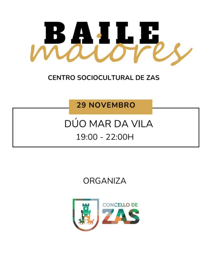 Baile para maiores 29 de novembro en Zas