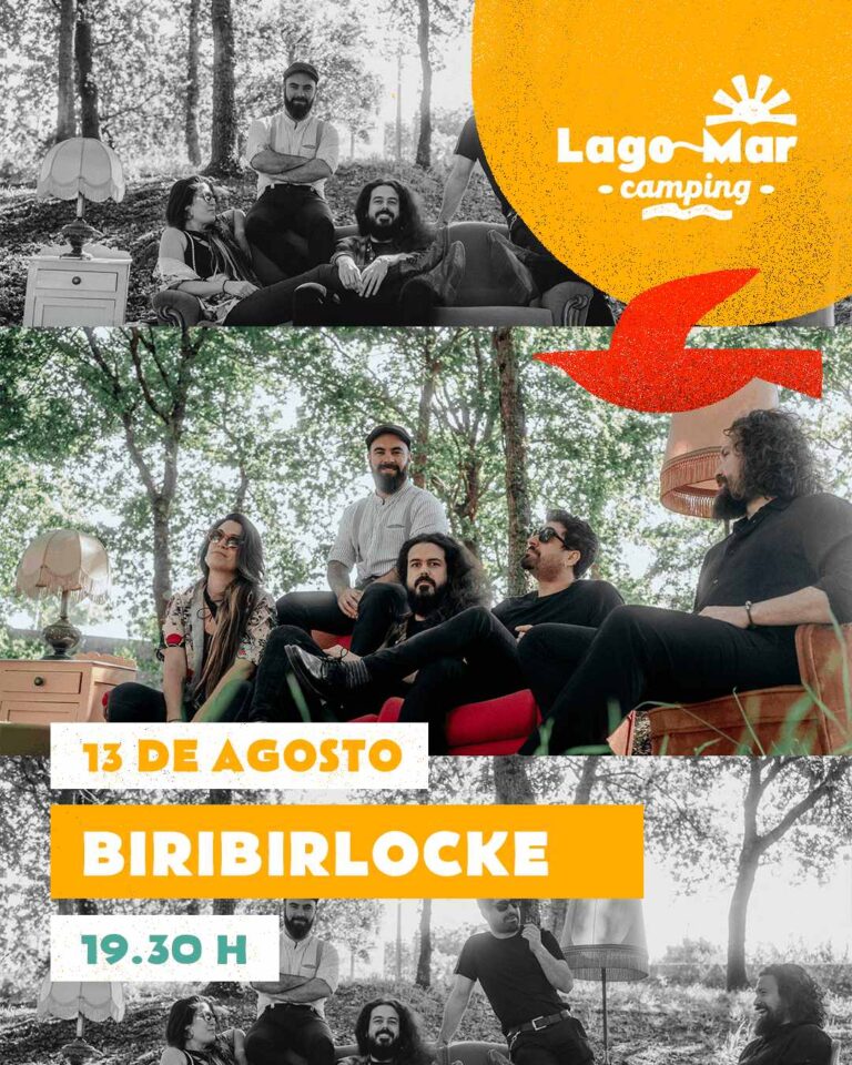 Cartel concerto biribirlocke en camping lago mar muxía 2025