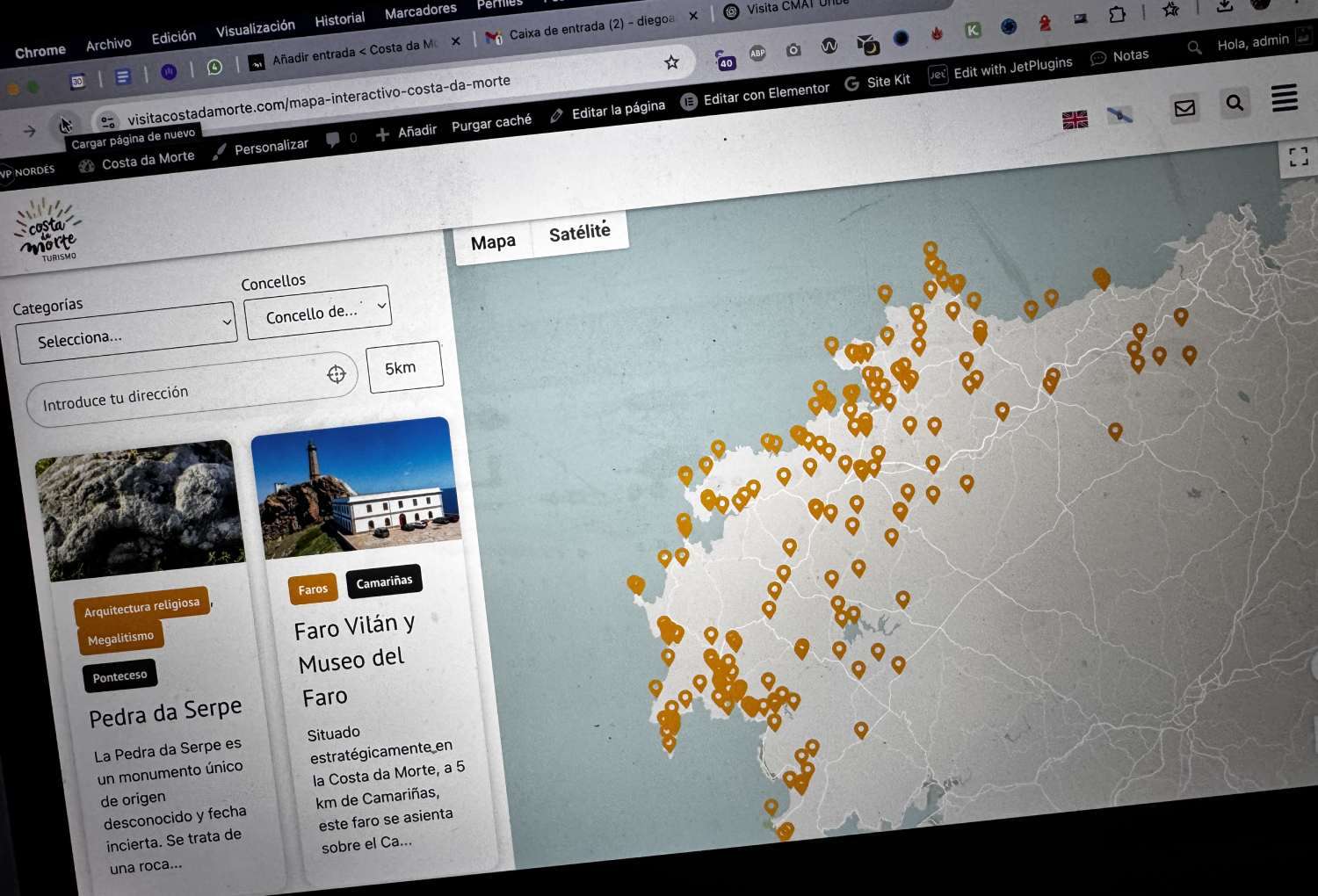 Mapa interactivo de la Costa da Morte