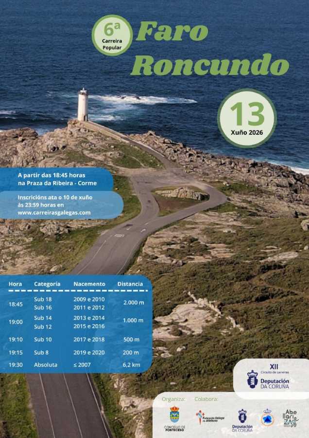 Carreira Popular Faro do Roncudo 2026 en Corme