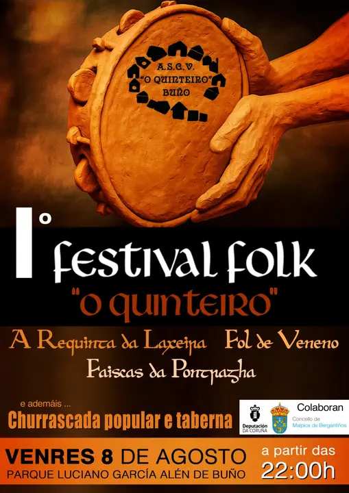 Cartel 1º festival folk o quinteiro en malpica