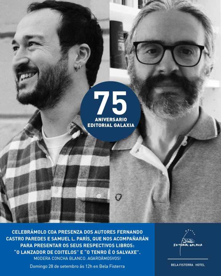 Cartel 75 aniversario da editorial galaxia no hotel bela fisterra
