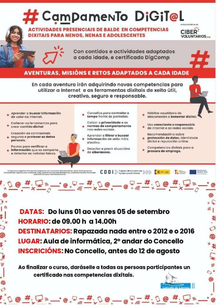 Cartel campamento digital en carnota 2025
