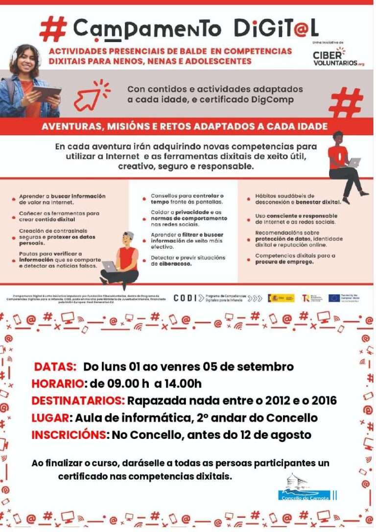 Cartel campamento digital en carnota 2025