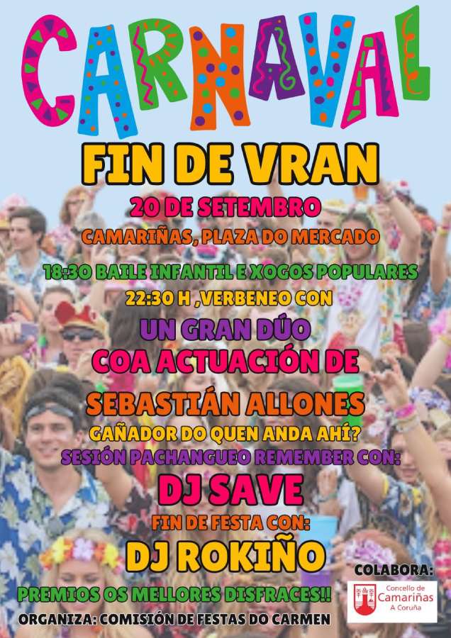 Cartel carnaval fin de verán 2025 en camariñas