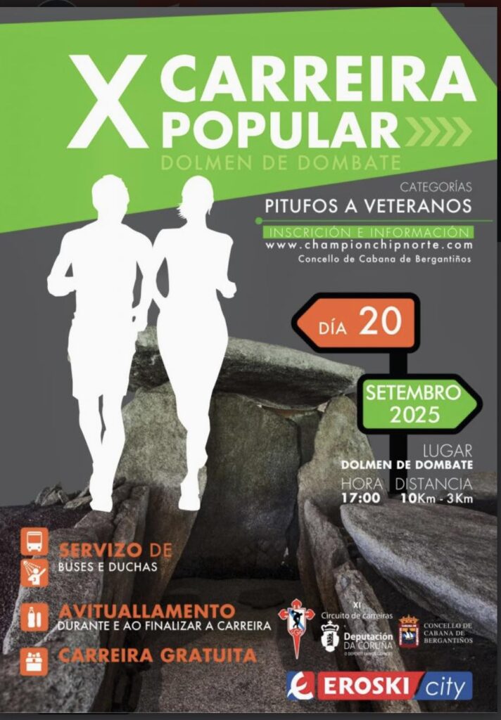Cartel carreira popular dolmen de dombate cabana de bergantiños