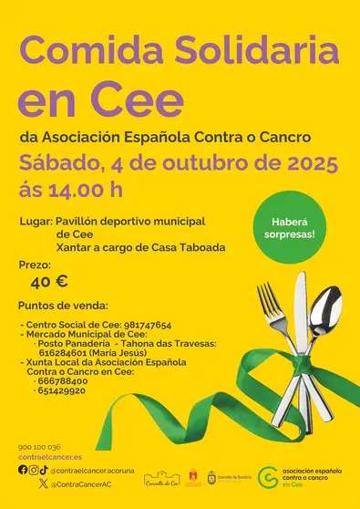 Cartel comida solidaria en cee asociación español contra el cáncer 2025