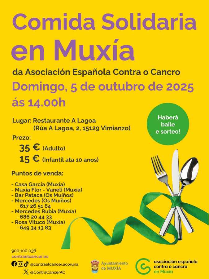 Cartel comida solidaria en muxía 2025