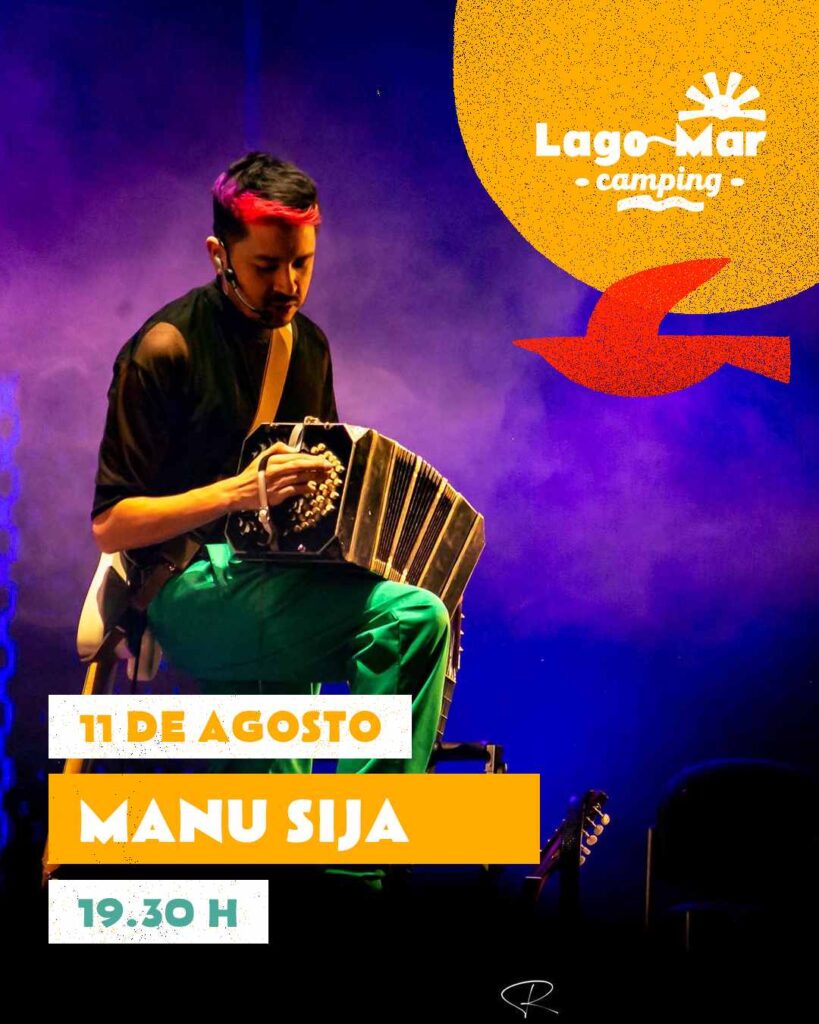 Cartel concerto manu sija en cámping lago mar de muxía 2025