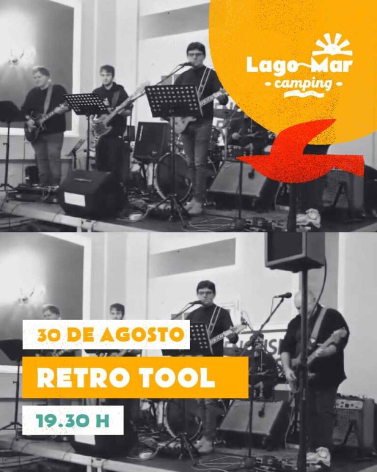 Cartel concerto retro tool no camping lago mar en muxía 2025