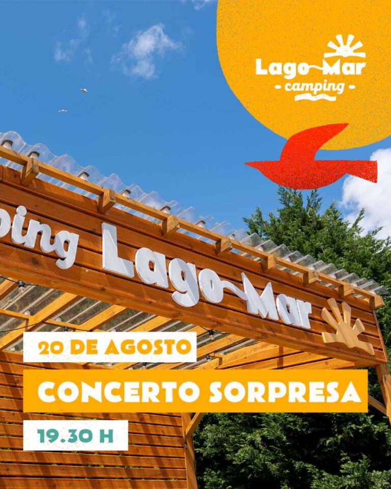 Cartel concerto sorpresa no camping lago mar muxía