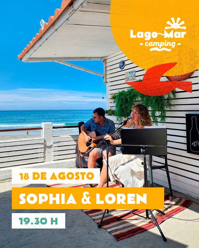 Cartel concerto de sophia & loren en camping lago mar de muxía 2025