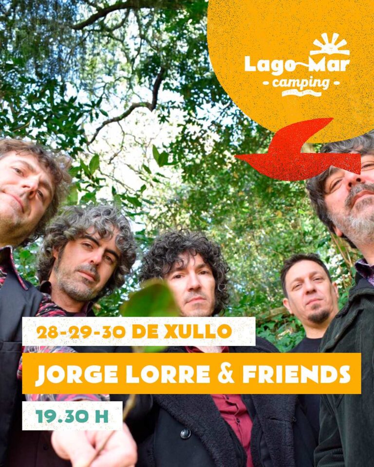 Cartel concierto jorge lorre & friends camping lago mar
