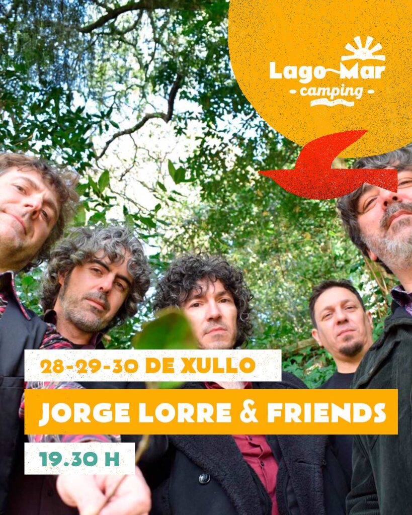 Cartel concierto jorge lorre & friends camping lago mar
