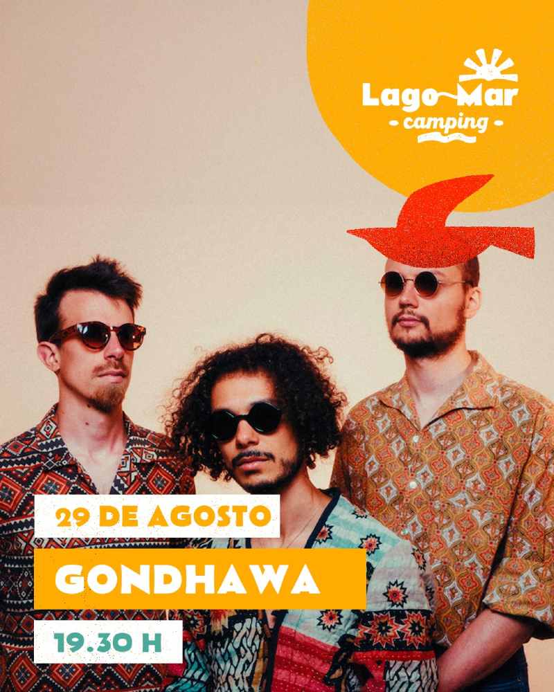 Cartel concierto de gondhawa en camping lago mar 2025
