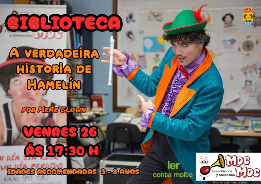 Cartel espectáculo infantil en muxía hamelin