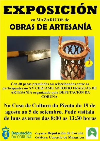 Cartel exposición en mazaricos de obras de artesanía 2025