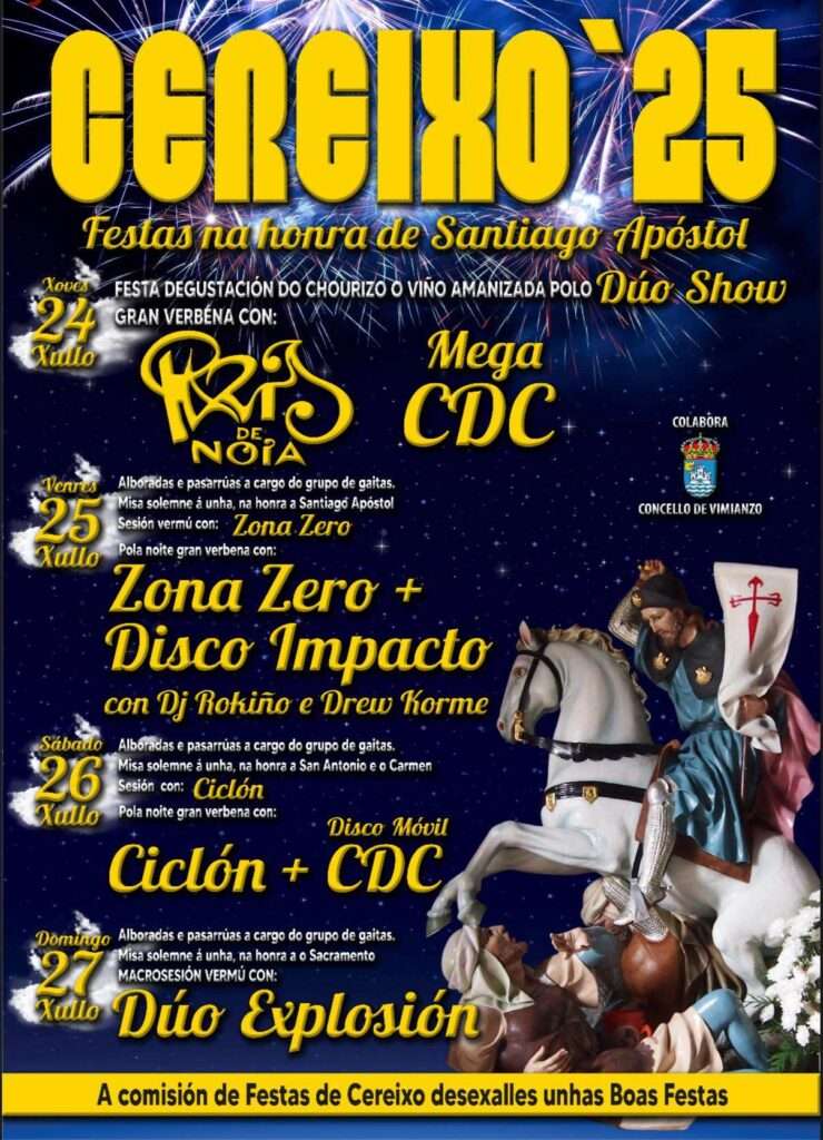 Cartel festa santiago apostol de cereixo 2025