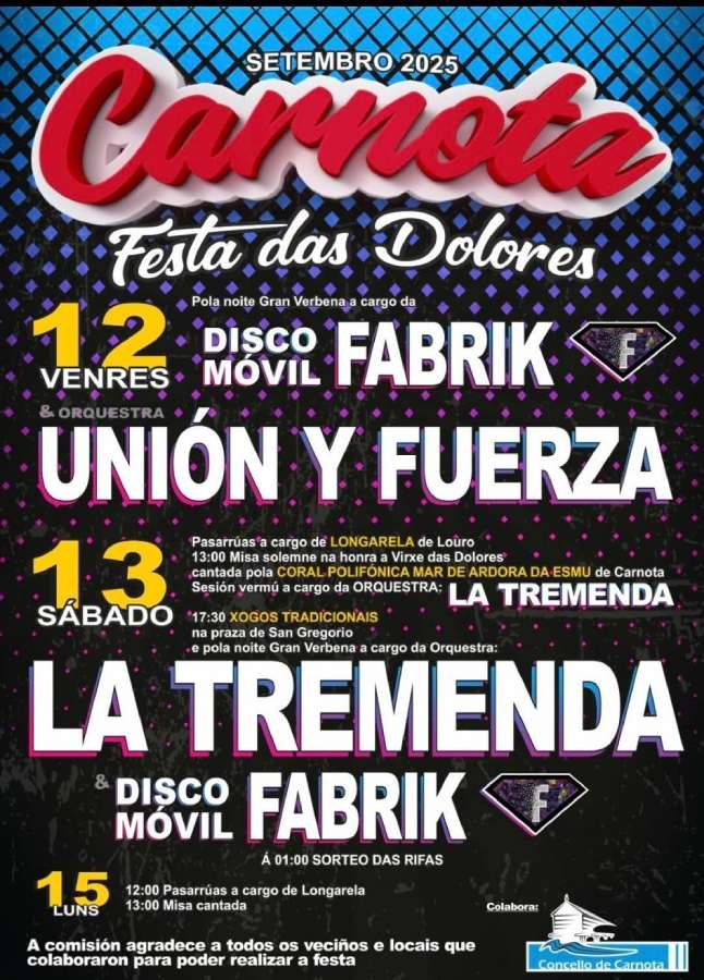 Cartel festa das dolores 2025 en carnota