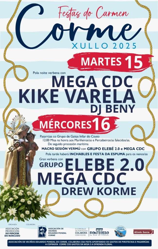 Cartel festa do carmen 2025 en corme