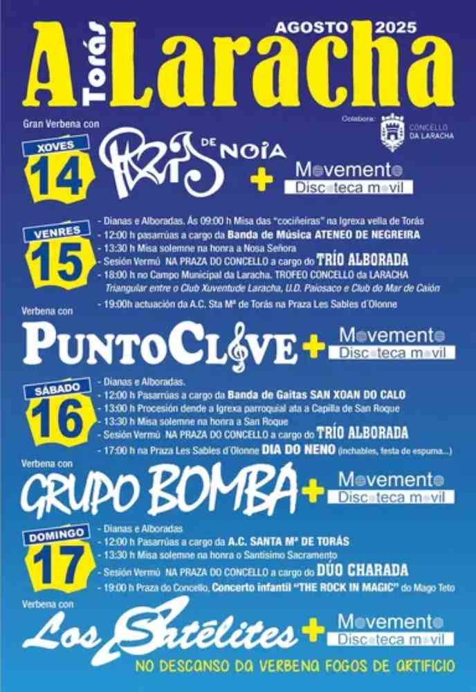 Cartel festas a laracha agosto 2025