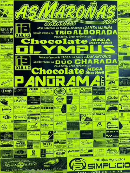 Cartel festas as maroñas en mazaricos 2025