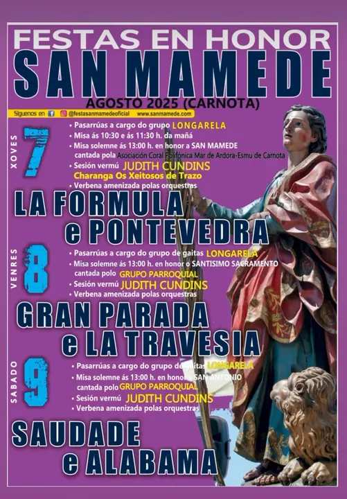 Cartel festas san mamede de carnota 2025