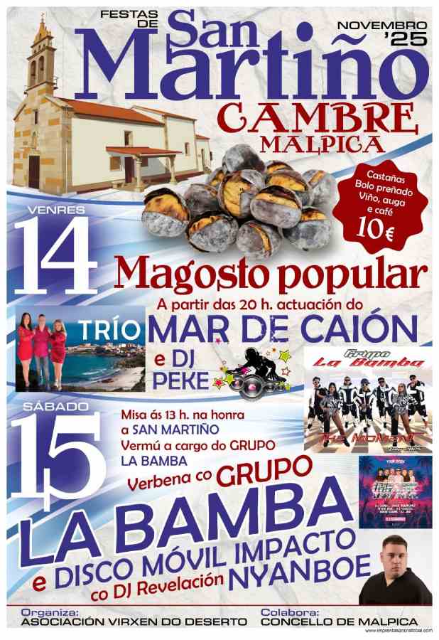 Cartel festas san martiño en cambre malpica 2025