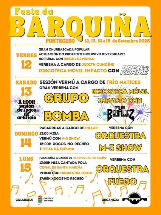 Cartel festas da barquiña en ponteceso 2025