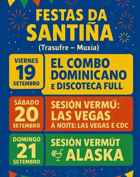 Cartel festas da santiña de trasufre muxía 2025