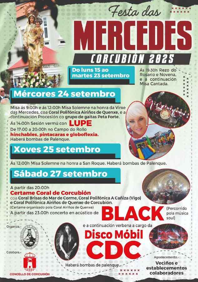 Cartel festas das mercedes 2025 en corcubión