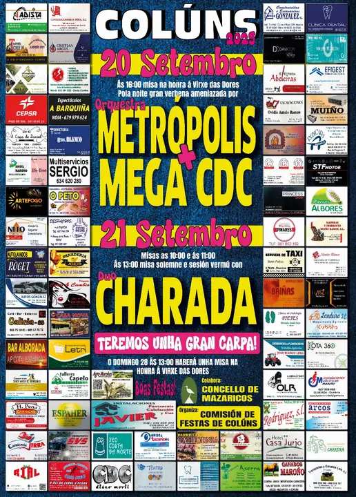Cartel festas de colúns virxen das dores mazaricos 2025