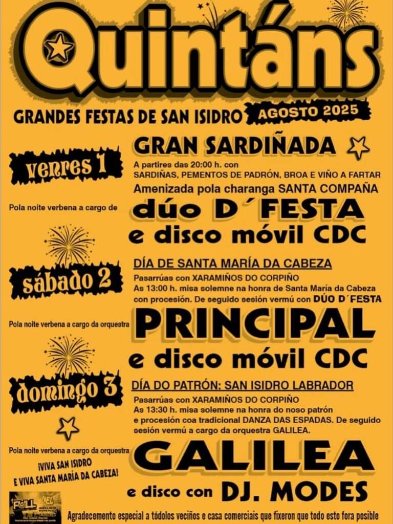 Cartel festas de san isidro quintáns