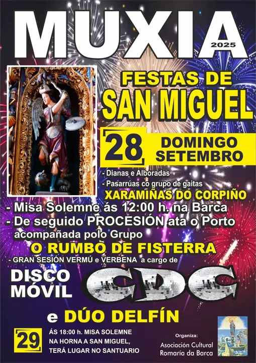 Cartel festas de san miguel 2025 en muxía