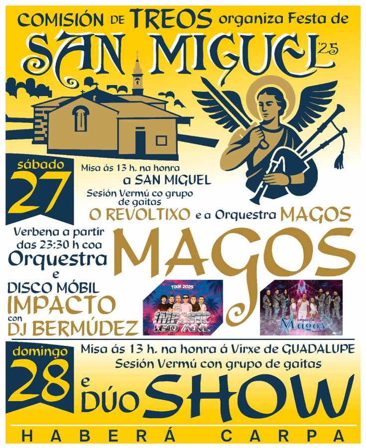 Cartel festas de san miguel 2025 en treos