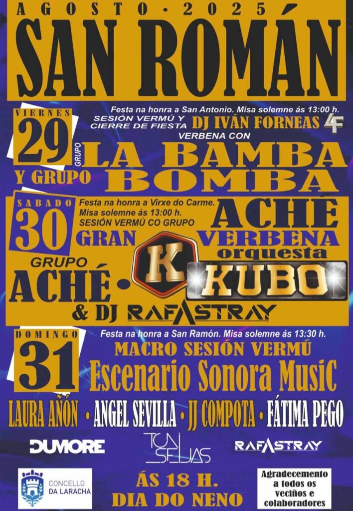 Cartel festas de san román 2025 na laracha