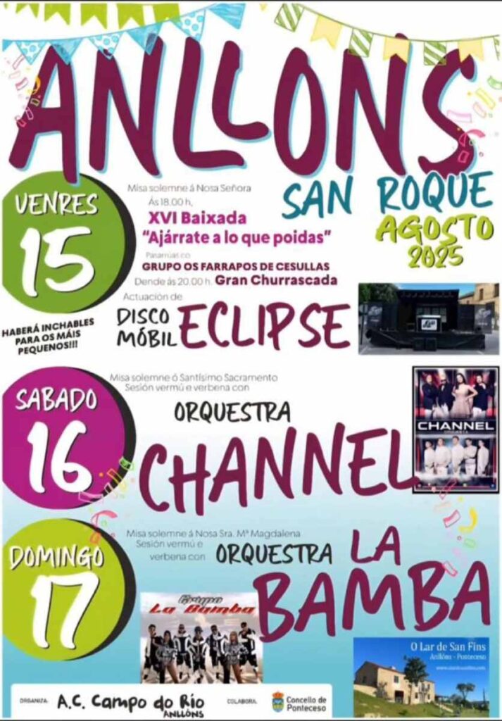 Cartel festas de san roque en anllóns 2025 ponteceso