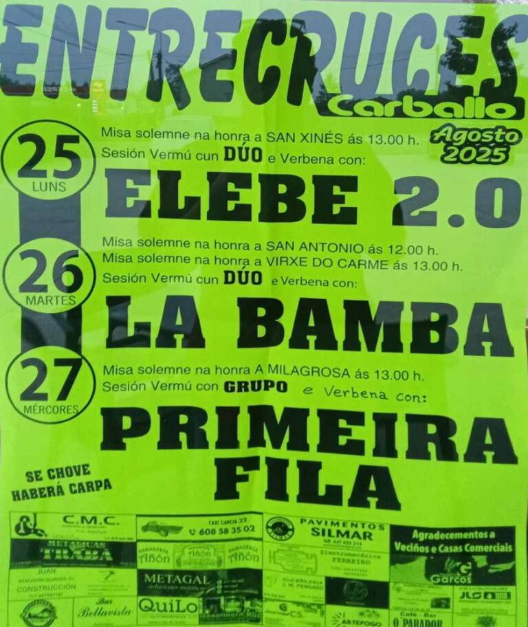 Cartel festas de san xinés 2025 en entrecruces (carballo)