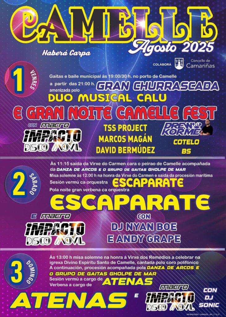 Cartel festas do carme de camelle 2025