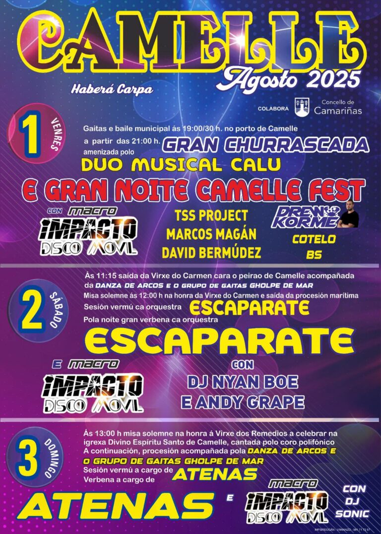 Cartel festas do carme de camelle 2025