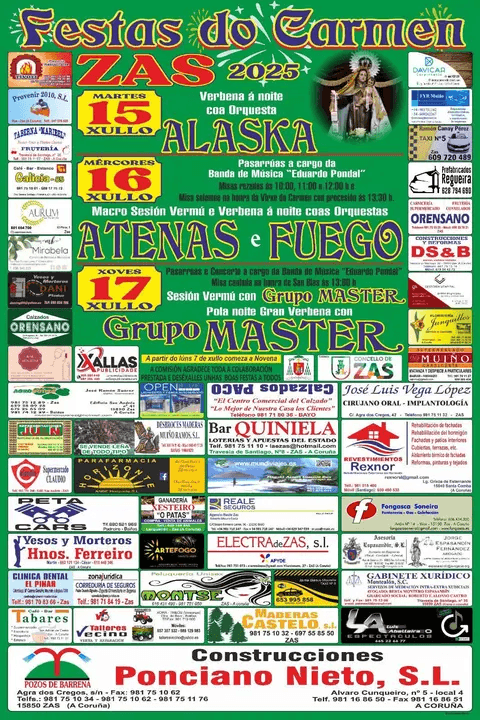 Cartel festas do carmen 2025 en zas