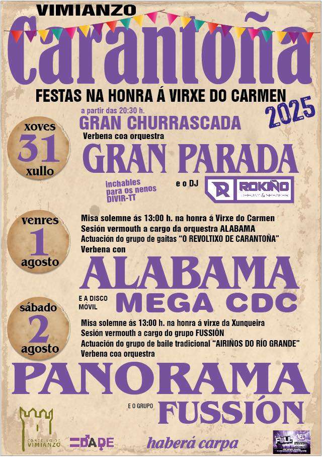 Cartel festas do carmen de carantoña 2025