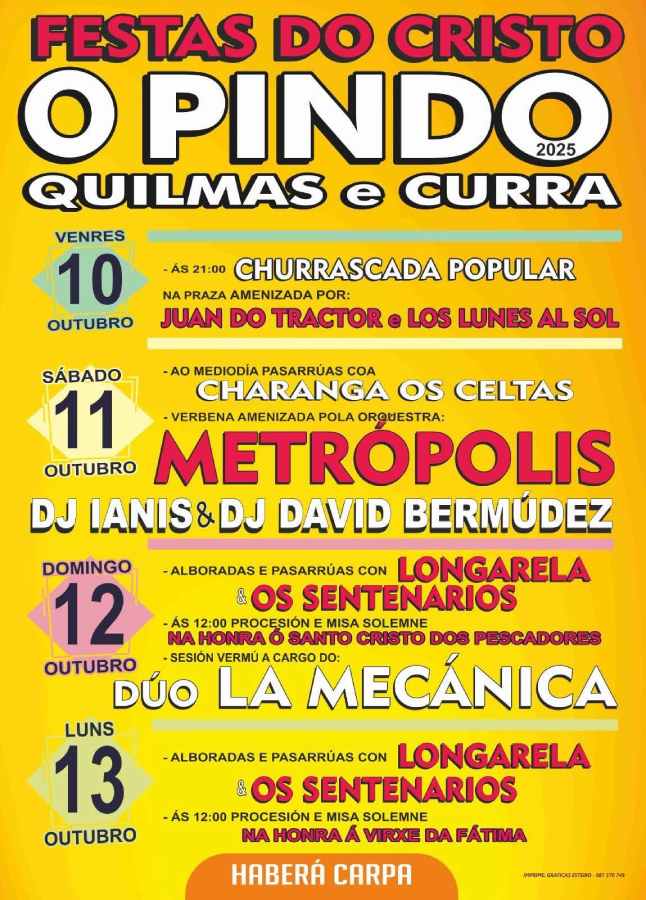 Cartel festas do cristo de o pindo carnota 2025