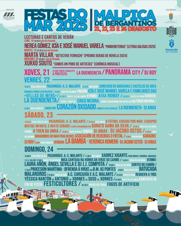 Cartel festas do mar 2025 en malpica de bergantiños